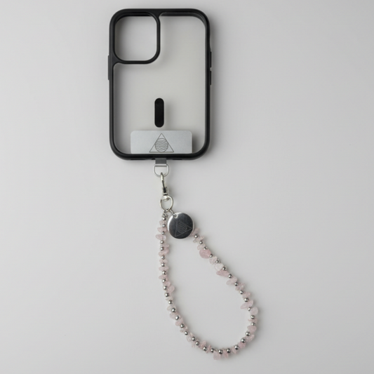 Rose quartz phone chain and connector