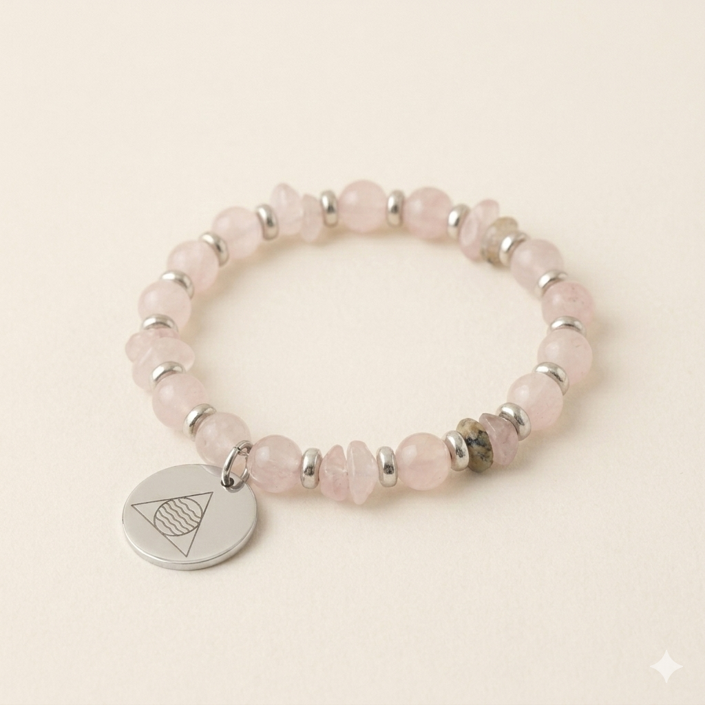 plain background Anahata - pink heart chakra chain