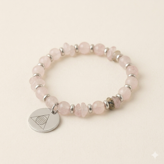 plain background Anahata - pink heart chakra chain